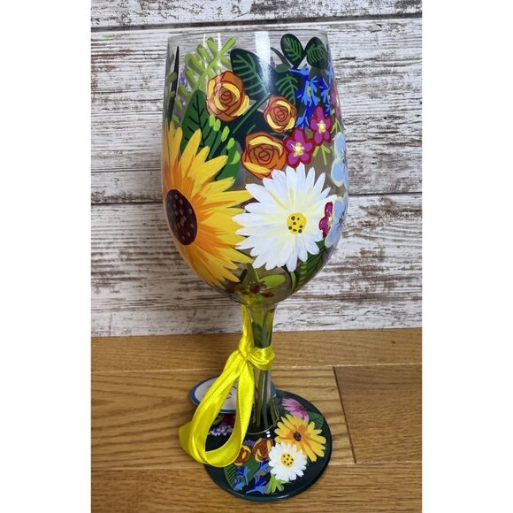 Lolita Love My Wine WILDFLOWERS Wine Glass Tag Original Box - Picture 6 of 9